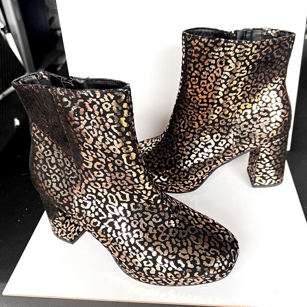 Torrid Block Heeled Bootie Metallic Leopard Print… - image 2